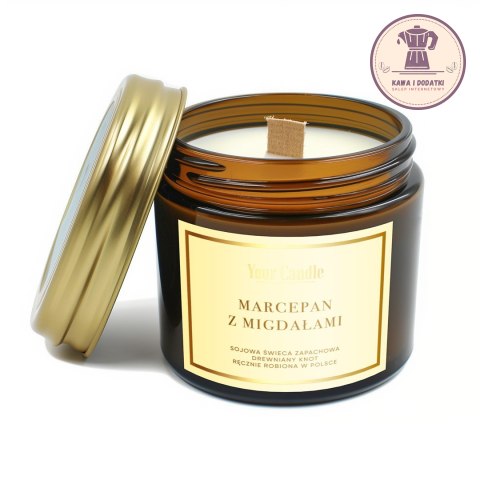 ŚWIECA SOJOWA ZAPACHOWA Z DREWNIANYM KNOTEM MARCEPAN Z MIGDAŁAMI 120 ml - YOUR CANDLE