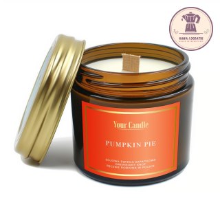 ŚWIECA SOJOWA ZAPACHOWA Z DREWNIANYM KNOTEM PUMPKIN PIE 120 ml - YOUR CANDLE (PRODUKT SEZONOWY)