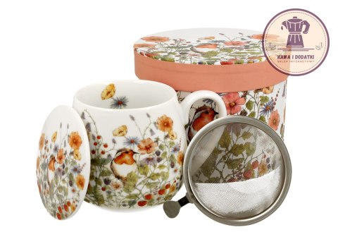 Kubek porcelanowy baryłka z zaparzaczem 430 ml WILD BIRDS - Duo Gift