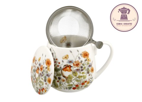 Kubek porcelanowy baryłka z zaparzaczem 430 ml WILD BIRDS - Duo Gift