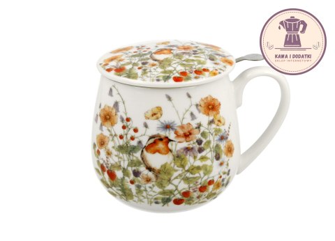 Kubek porcelanowy baryłka z zaparzaczem 430 ml WILD BIRDS - Duo Gift