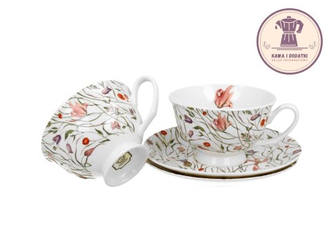 Filiżanki royal ze spodkami komplet 2 szt. FLOWER MEADOW - Duo Gift