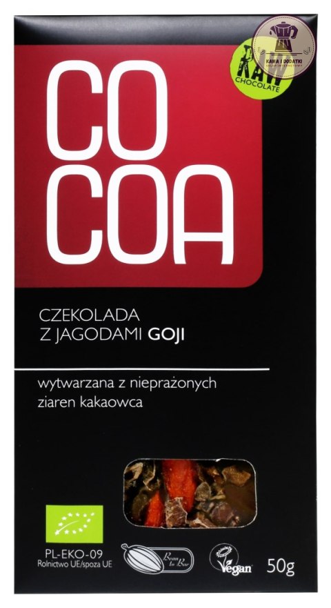 CZEKOLADA SUROWA Z JAGODAMI GOJI BIO 50 g - COCOA