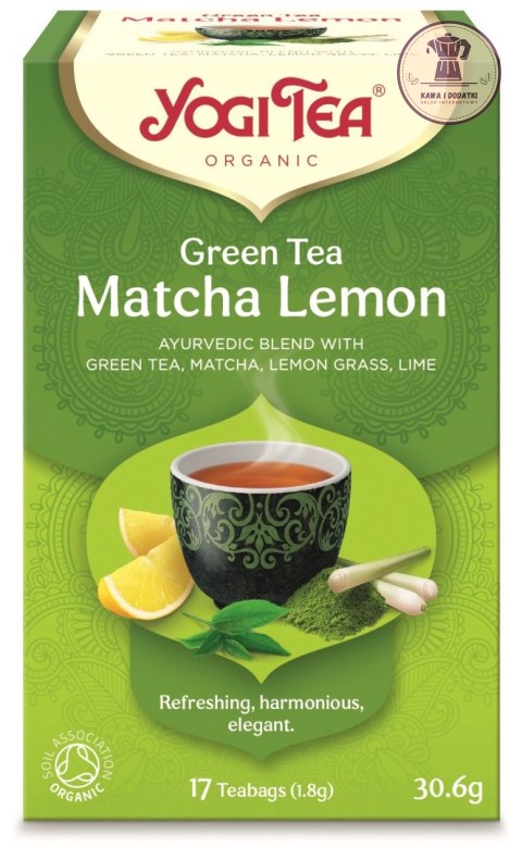 HERBATA ZIELONA Z CYTRYNĄ I MATCHĄ (GREEN TEA MATCHA LEMON) BIO (17 x 1,8 g) 30,6 g - YOGI TEA