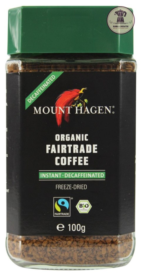 KAWA ROZPUSZCZALNA BEZKOFEINOWA ARABICA/ROBUSTA FAIR TRADE BIO 100 g - MOUNT HAGEN