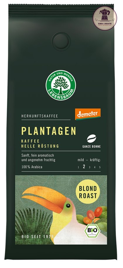 KAWA ZIARNISTA ARABICA JASNOPALONA 100 % BLOND ROAST DEMETER BIO 250 g - LEBENSBAUM