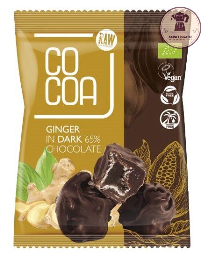 IMBIR KANDYZOWANY W CIEMNEJ CZEKOLADZIE 65 % BIO 70 g - COCOA