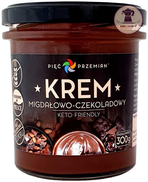 KREM MIGDAŁOWO - CZEKOLADOWY BEZ DODATKU CUKRÓW BEZGLUTENOWY KETO 300 g - PIĘĆ PRZEMIAN