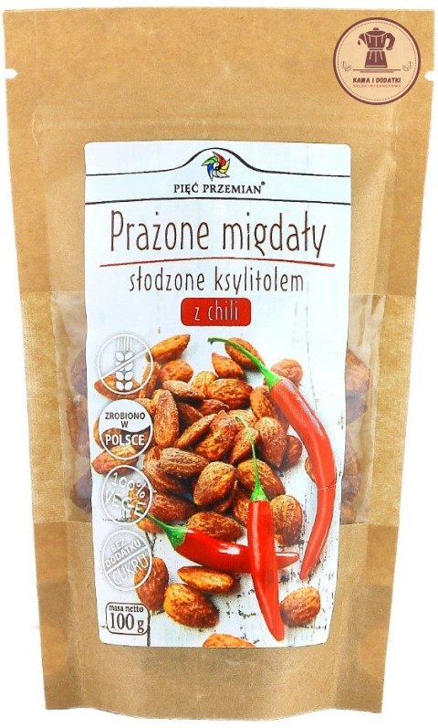 MIGDAŁY PRAŻONE Z CHILI SŁODZONE KSYLITOLEM BEZGLUTENOWE 100 g - PIĘĆ PRZEMIAN