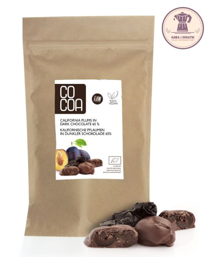 ŚLIWKI KALIFORNIJSKIE W CZEKOLADZIE CIEMNEJ BIO 200 g - COCOA