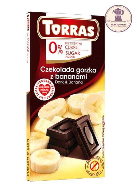 CZEKOLADA GORZKA Z BANANAMI BEZ DODATKU CUKRU BEZGLUTENOWA 75 g - TORRAS