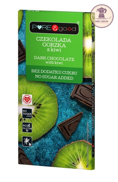 CZEKOLADA GORZKA Z KIWI BEZ DODATKU CUKRU BEZGLUTENOWA 75 g - PURE&GOOD