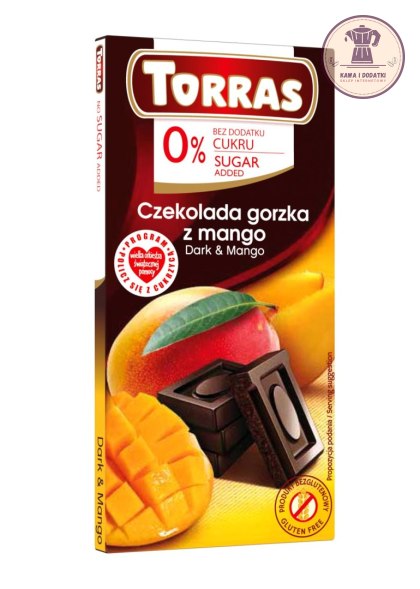 CZEKOLADA GORZKA Z MANGO BEZ DODATKU CUKRU BEZGLUTENOWA 75 g - TORRAS