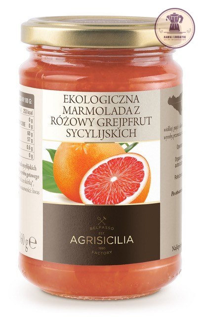 MARMOLADA Z RÓŻOWYCH GREJPFRUTÓW SYCYLIJSKICH BIO 360 g - AGRISICILIA