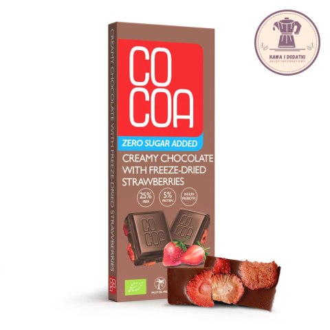 CZEKOLADA CREAMY Z TRUSKAWKAMI BEZ DODATKU CUKRU BIO 40 g - COCOA