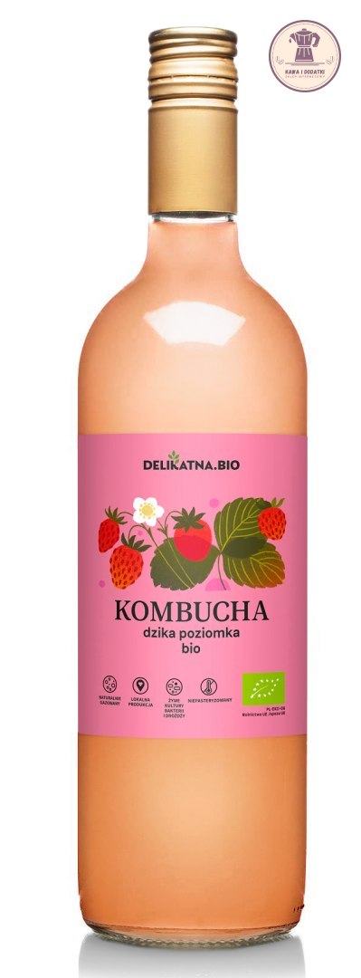 KOMBUCHA POZIOMKOWA BIO 750 ml - DELIKATNA (ZAKWASOWNIA)